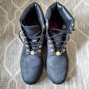 Timberland Black Leather Men's Boots with Gold Eyelets